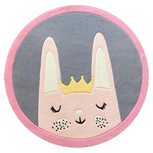 儿童房公主女孩粉兔子圆形房间卧室床下床边毯书桌 手工枪刺地毯