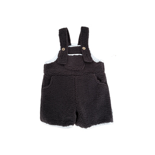 女宝宝冬季韩版羊羔毛背带裤女童洋气加绒保暖裤子婴儿可爱连体裤