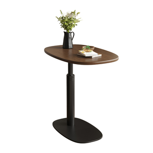 实木升降边几客厅意式轻奢沙发侧边桌胡桃木色旋转角几阳台高级感