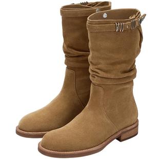 73hours女鞋游牧骑士2025冬季新款尖头牛仔西部靴美拉德堆堆靴女