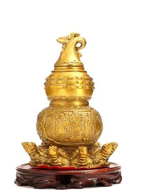 铜制天医葫芦摆件九龟葫芦真品大铜葫芦卧室客厅摆件开盖开口空心
