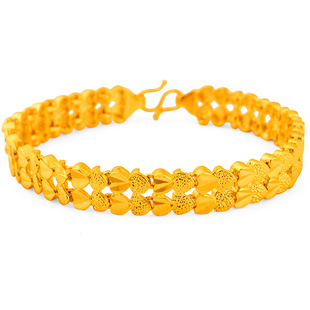 越南沙金手链女款转运招财正宗仿真999不掉色首饰纯黄金色古法金