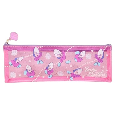 日系彩虹熊透明网纱拉链笔袋