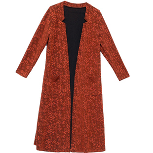 2023春秋装新款外套女中长款洋气二八月大码妈妈装印花薄上衣风衣