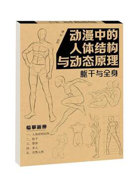 动漫中的人体结构与动态原理2本套装 躯干与全身+头部与四肢临摹画册 人体结构造型临美术练习册
