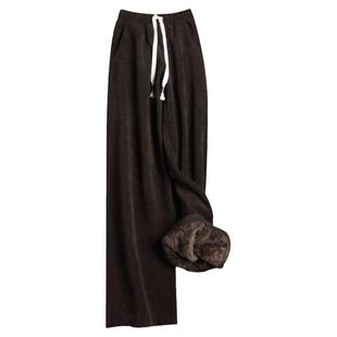 加绒加厚裤子女灯芯绒阔腿裤女裤子2025新款今年流行爆款休闲裤女