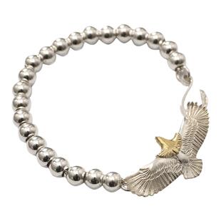 三沐饰家 菊地健 9号小鹰手链 diy鹰勾银珠手串男女同款 潮男手链