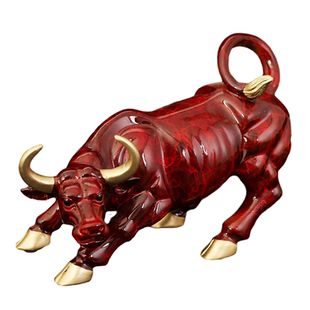 铜旺市华尔街股市牛摆件生肖牛气冲天礼品客厅办公室摆设家居玄关