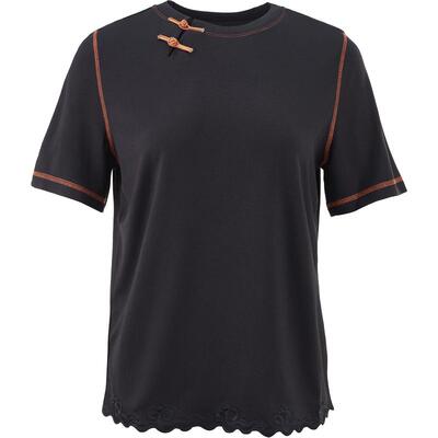 FISHING女装t恤2024新款女夏秋休闲弹力复古盘扣针织上衣FGGC2020