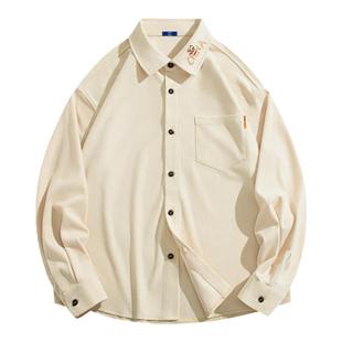 GENIOLAMODE衬衫男长袖春秋灯芯绒中式休闲男士保暖衬衣外套新款