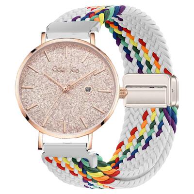 适用ColevKie 8037小CK手表表带磁吸编织透气高颜值14mm替换腕带