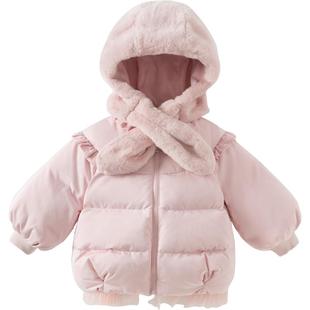 戴维贝拉女童三防羽绒服中大童白鸭绒外套新款冬装儿童上衣童装