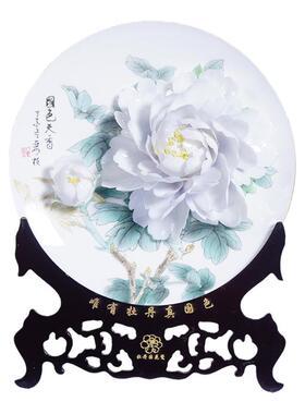 夫己手绘陶瓷家用办公室描金挂盘