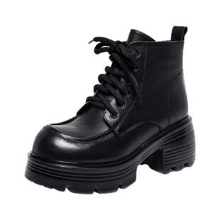 真皮马丁靴女款2024新款英伦风小个子增高冬加绒厚底短靴轻便防滑