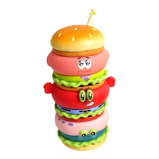 KKV正品青物海绵宝宝汉堡叠叠乐系列盲盒按压发光玩具摆件礼物