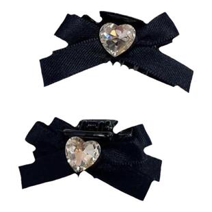 三分微甜~爱心水钻双蝴蝶结小抓夹 公主头发夹边夹侧边发卡碎发