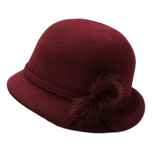 中老年人帽子女士秋冬复古羊毛礼帽新款妈妈奶奶翘边保暖盆帽洋气