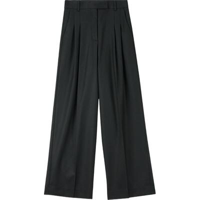 BY MALENE BIRGER女士褶裥混纺斜纹布直筒裤