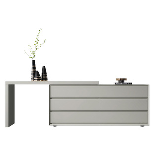 烤漆梳妆台源头工厂斗柜一体意式极简实木卧室电视柜伸缩化妆书桌