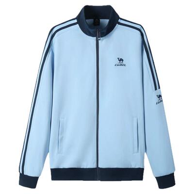 骆驼运动男女同款针织长袖外套新款抗菌日常通勤休闲简约立领上衣