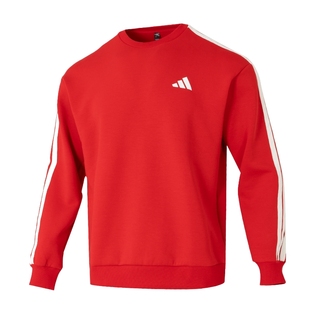 ~阿迪达斯男装新年款运动服宽松透气健身跑步套头衫马年红色卫衣