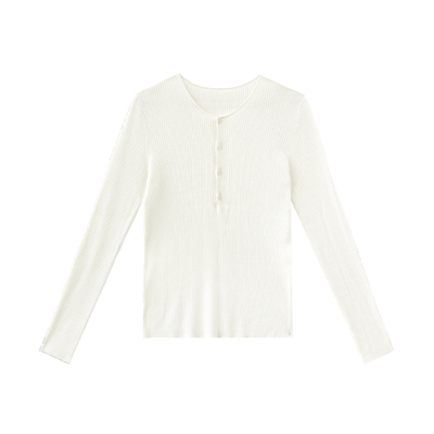 长袖打底针织衫v领羊毛混纺