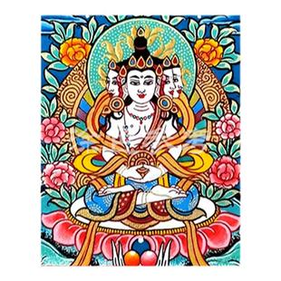 唐卡涂色本命佛八大守护生肖文殊佛牌唐卡手绘diy填色描金线稿