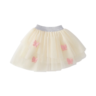 女童纱裙宝宝彩色不规则短裙秋冬女孩冬装裙子三岁儿童洋气半身裙