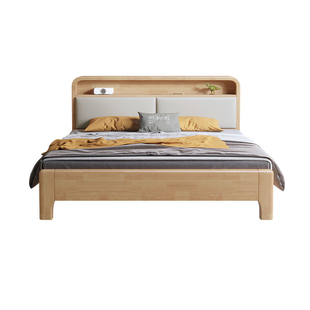 北欧实木床现代简约1.5米1米2工厂直销单人双人床主卧大床箱体床