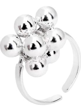 古罗珠宝925纯银小众圆球戒指