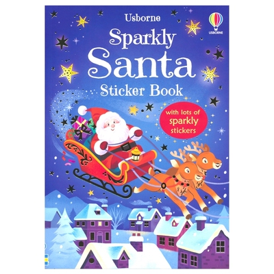 Usborne Sparkly Santa Sticker Book 尤斯伯恩 圣诞老人贴纸书 益智活动 160+闪亮贴纸 互动故事 英文原版进口儿童图书