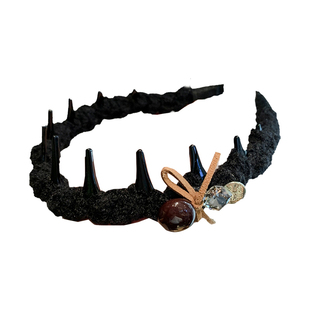 日韩毛线水钻蝴蝶结发箍高颅顶发卡女复古时尚气质带齿头箍发饰