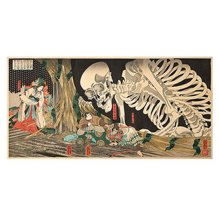 浮世绘歌川国芳相马的古内里高清印制日式竖款厚布画芯装饰画组画