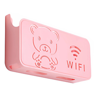 卡通熊路由器置物架家用机顶盒放置架电线固定器墙上数据线收纳盒