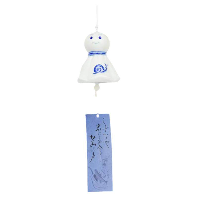 晴天娃娃 进口陶瓷风铃 日本濑户烧朋友祝福许愿可爱铃铛车载挂件