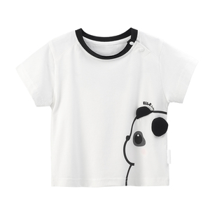 ELLEBABY宝宝T恤夏透气纯棉上男童女童休闲宽松立体圆领短袖T恤