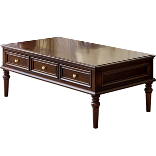 华丹妮美式茶几纯全实木茶几电视柜组合客厅复古茶桌樱桃木咖啡桌