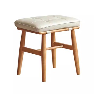 源氏木语加兰实木化妆凳小户型卧室原木梳妆凳家用复古软包换鞋凳