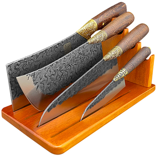 龙泉菜刀组合套装刀具手工锻打中式家用切菜切肉刀厨师切片刀锋利