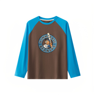 虾酱麻麻男童长袖t恤春装2026新款男孩洋气卡通儿童纯棉打底上衣