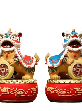 铜招财国潮狮子摆件客厅乔迁礼物