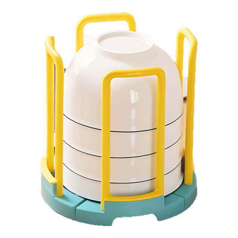 可伸缩碗碟收纳架家用厨房碗柜盘子碗盆沥水架旋转伸缩碟子置物架