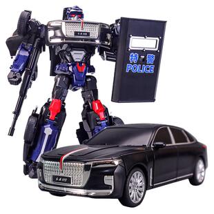 正版红旗h9合金汽车3力将变形机器人4霸气机甲金刚5儿童玩具男孩6