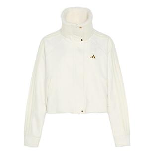 马思纯同款时尚优雅毛绒休闲夹克外套女秋冬adidas阿迪达斯轻运动