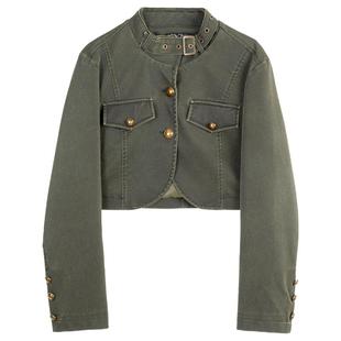 KEIKO 深苔藓绿皮衣褪洗机车皮衣外套女25早秋高级感短款皮夹克