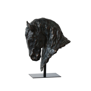 形上中古马头仿铜雕塑法式黑马墨色之魅客厅开运乔迁送礼装饰摆件