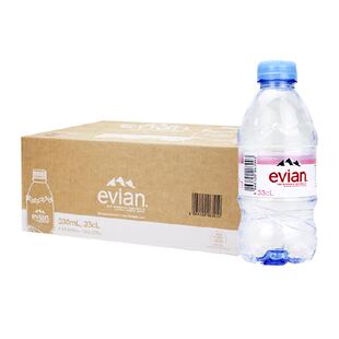 法国进口Evian依云天然矿泉水330ml*24瓶软瓶英文版整箱饮用水