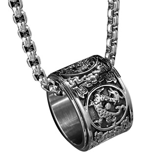 国潮时尚四象神兽守护吊坠项链男款钛钢饰品幸运挂件个性复古配饰