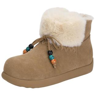 saturdaymode毛绒雪地靴女2025冬季新款东北保暖防滑毛毛复古棉靴