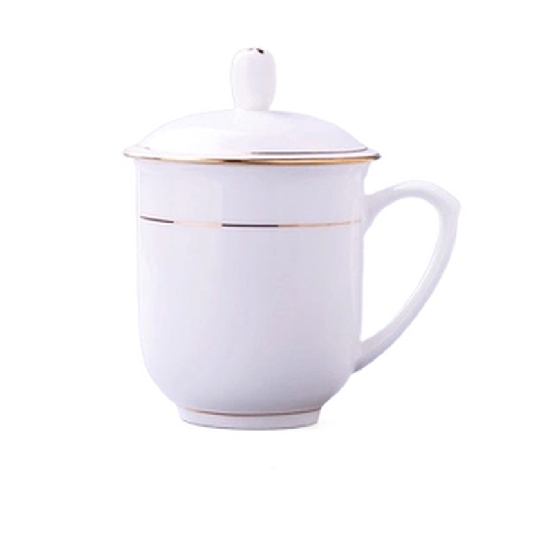 景德镇茶杯陶瓷马克杯接待水杯家用办公杯定制会议室杯子10只套装